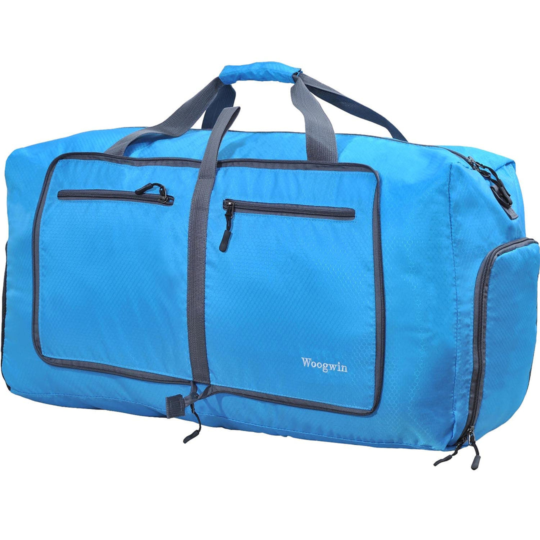 Woogwin Travel Duffel Bag Large Foldable Waterproof Overnight Bag for Beach Swim Bags Pool Sports Gym (60L Blue)