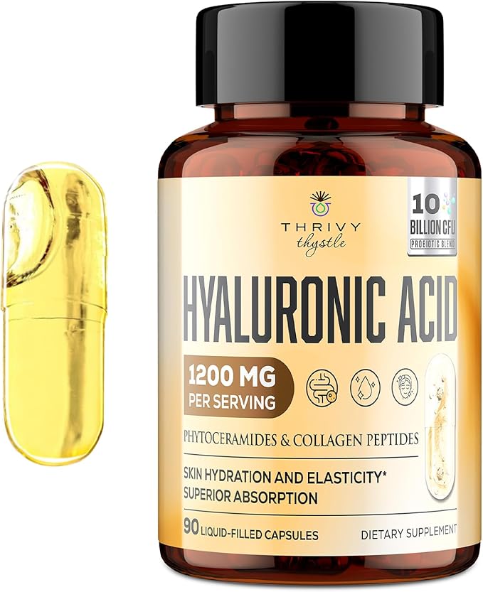 Hyaluronic Acid Capsules - Hylunaric Acid 1200 mg, with Collagen Peptides, Vitamin C, Phytoceramides