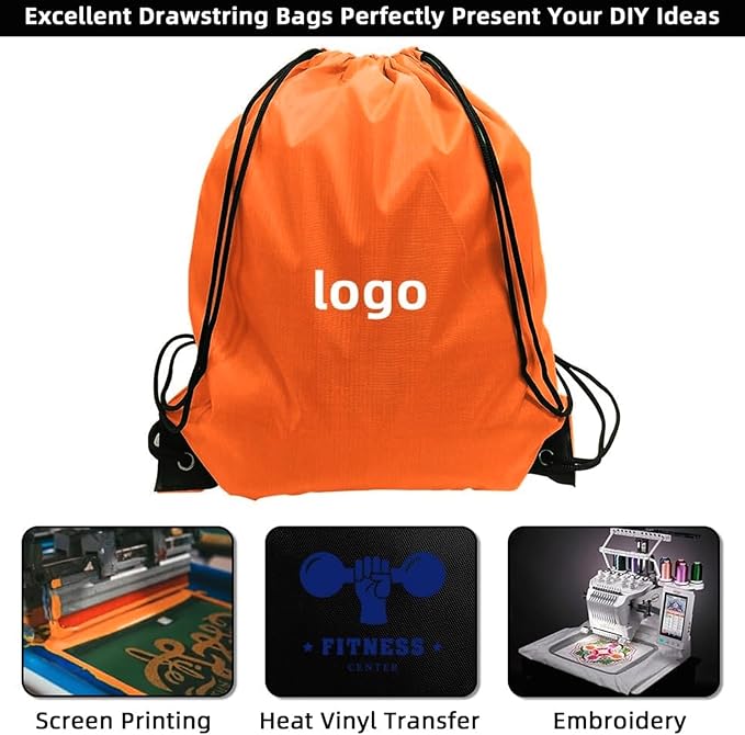 GoodtoU Drawstring Backpacks, 100 Pieces Back Bag Bulk Cinch Sack Drawstring Gym Bag for Sport, Traveling, Team (Orange)