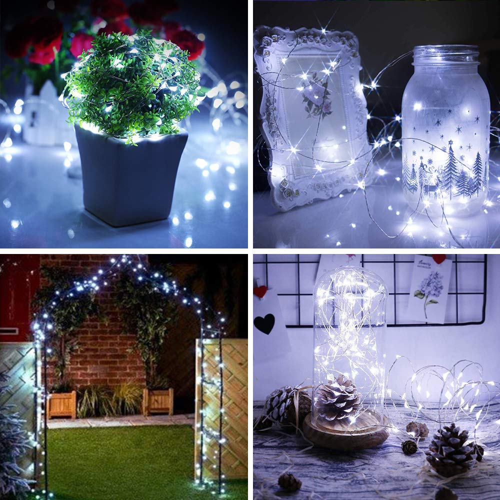 cshare Solar String Lights, 50 LEDs 2 Pack Powered Fairy Lights Outdoor 8 Modes 33 FT Solar Garden Lights,Waterproof for Yard,Pathway,Christmas Tree, Home, Wedding, Party Decorations(Cool White)