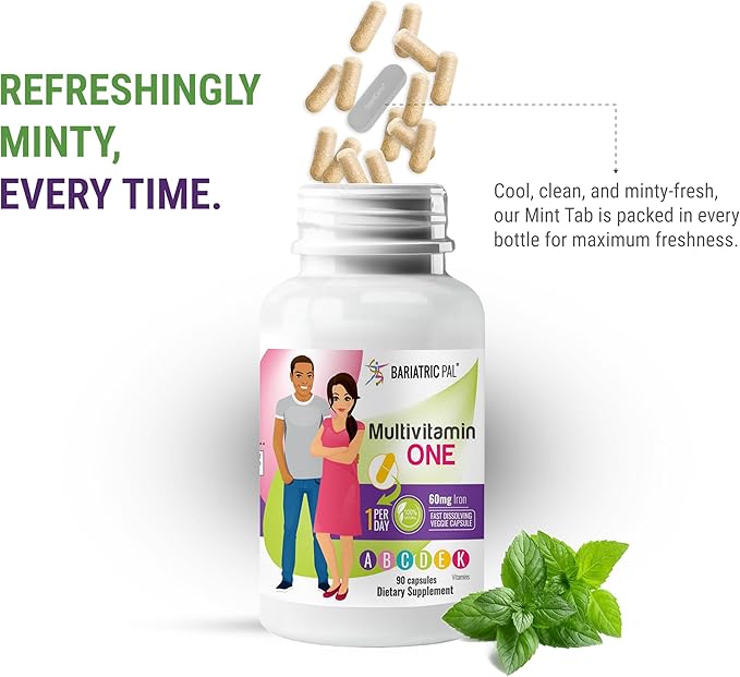 BariatricPal Multivitamin ONE 1 per Day! Bariatric Multivitamin Capsule with 45mg Iron (90 Count)