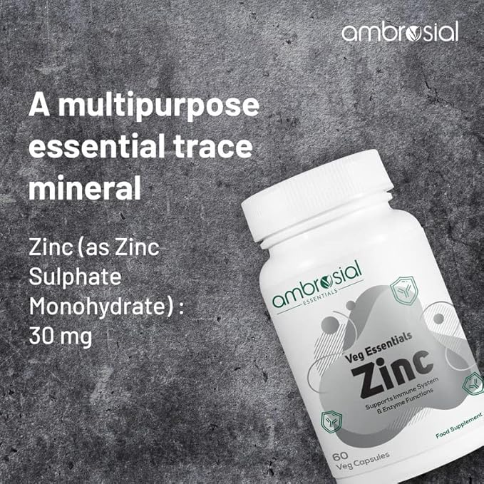 Ambrosial Zinc Tablets High Strength 30 mg (Pack of 1-60 Capsules)