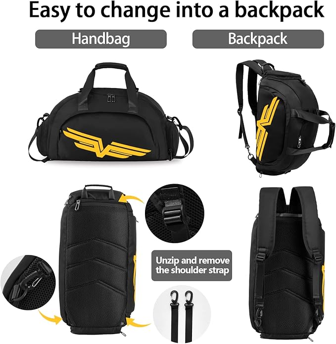 FIORETTO 30L Sports Gym Duffle Bag with Wet Pocket & Shoe Compartment, Weekender Hospital Overnight Bag for Women, Sports Holdall Backpack