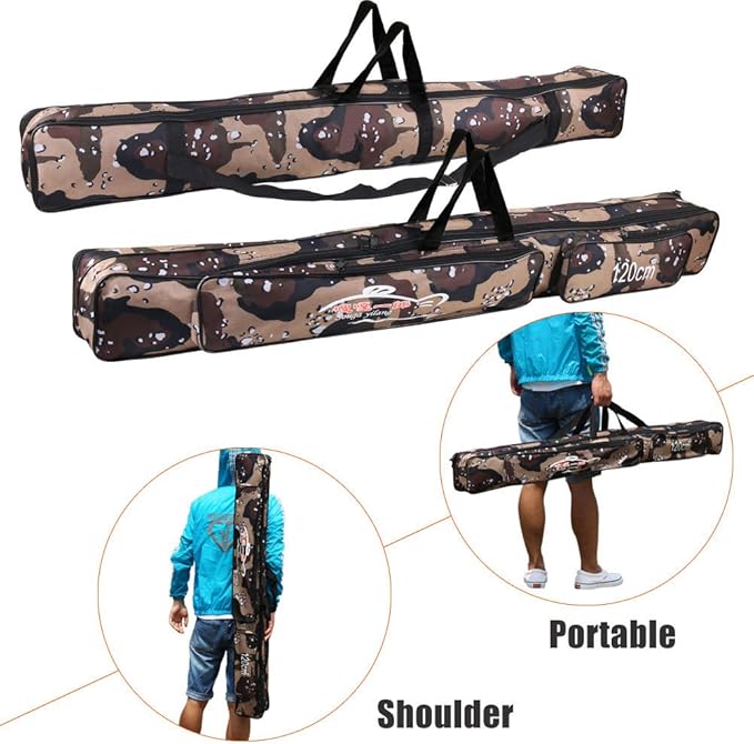 Sougayilang Folding Fishing Rod Case Organizer Pole Storage Bag Rod Reel Tackle Carrier Fishing Rod Bag Fishing Case