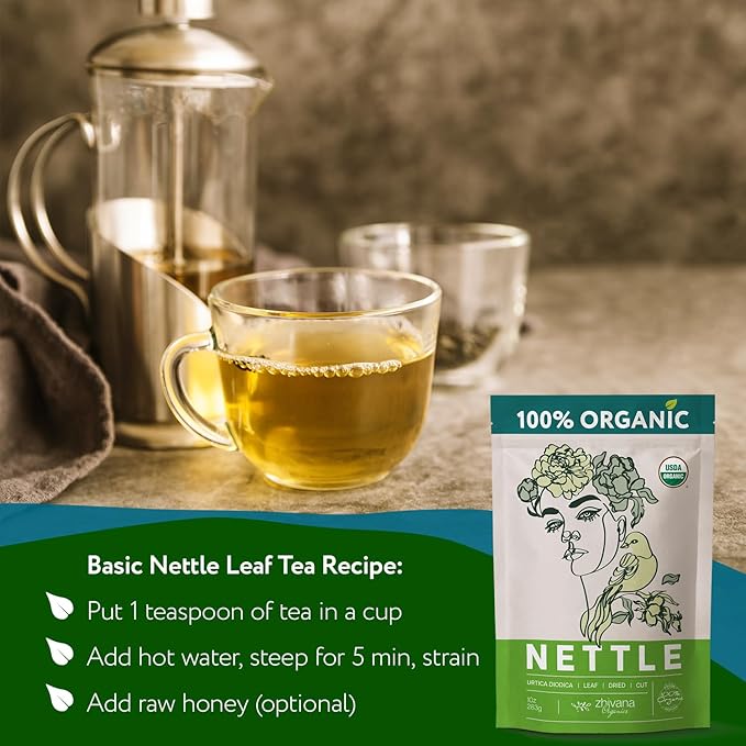 Organic Nettle Tea Loose Leaf (3.5oz) - Stinging Nettles Herb (Urtica Dioica) - Te de Ortiga – Detox, Allergy Relief, Fluid Balance – Supports Kidneys, Joints & Skin