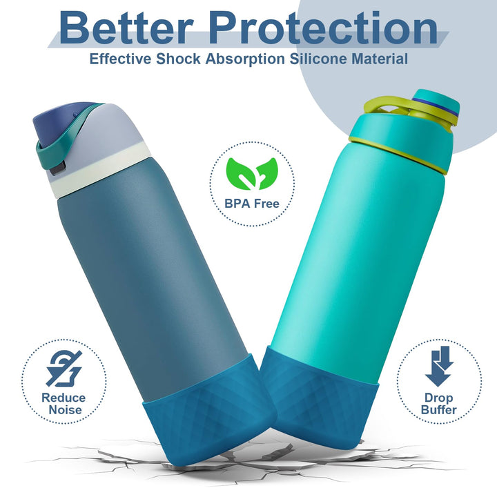 Alwenid 2PCS Silicone Water Bottle Boot for Owala 40 Oz, Anti-Slip Protective Sleeve Bottom Bumper Protector for FreeSip, Twist, and Flip Stainless Steel Water Bottles (Dark Blue)