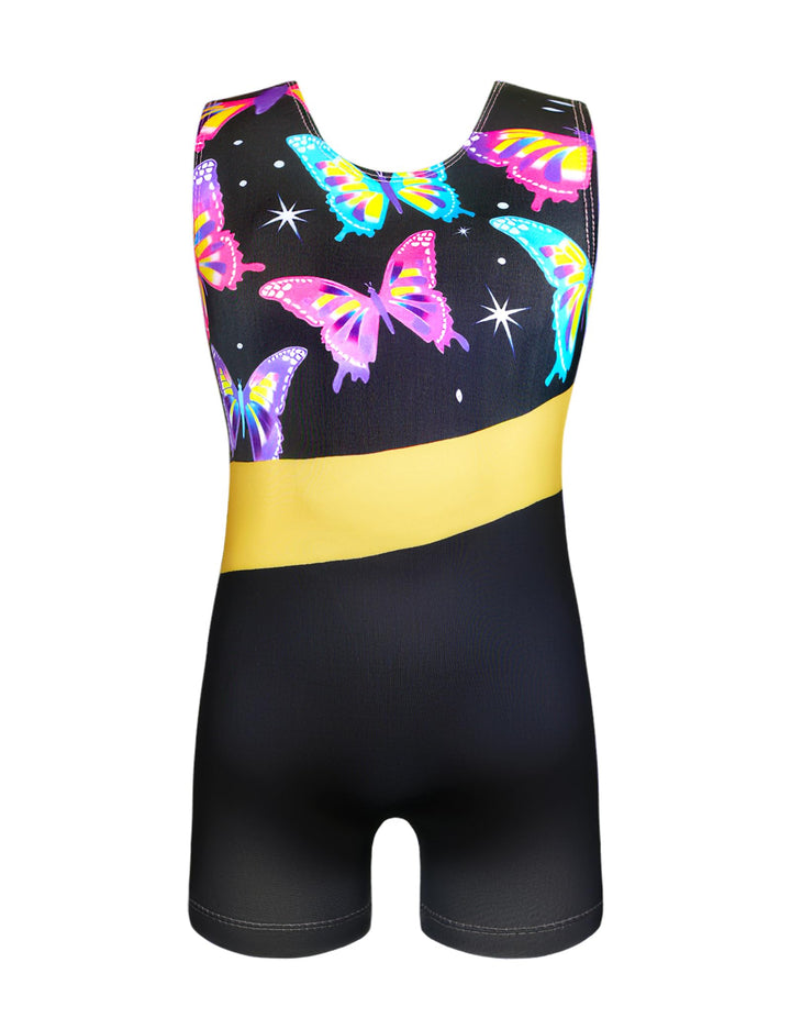 Domusgo Gymnastics Leotards for Girls Size 8-9 Years Old Black Gold Butterfly Tumbling Outfits