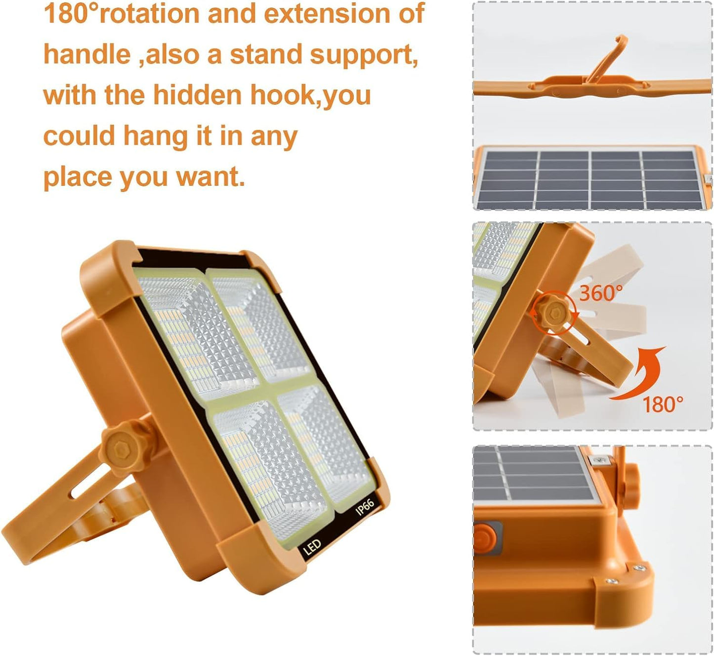 100W Rechargeable Work Light, 10000Lum Portable Solar LED Floodlight with USB Port/Magnetic/ 16500mAh/ 4 Lighting Modes, Emergency Work Lamp Job Site Ligh for Camping, Fishing