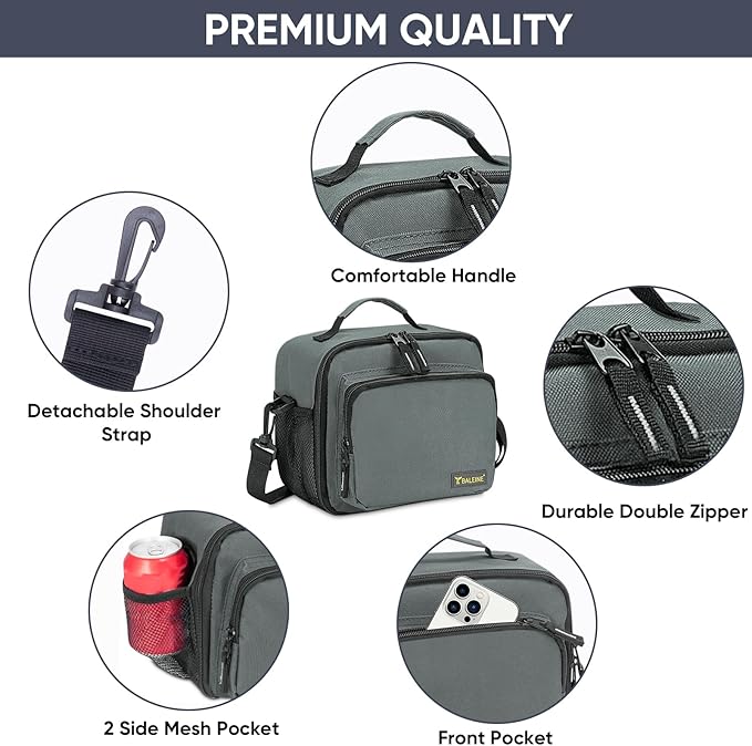 BALEINE Insulated Lunch Bag for Men Women, Leakproof Cooler Bag with Adjustable Shoulder Strap for Work Picnic, Lunch Box for Women Men (Small, Blue)