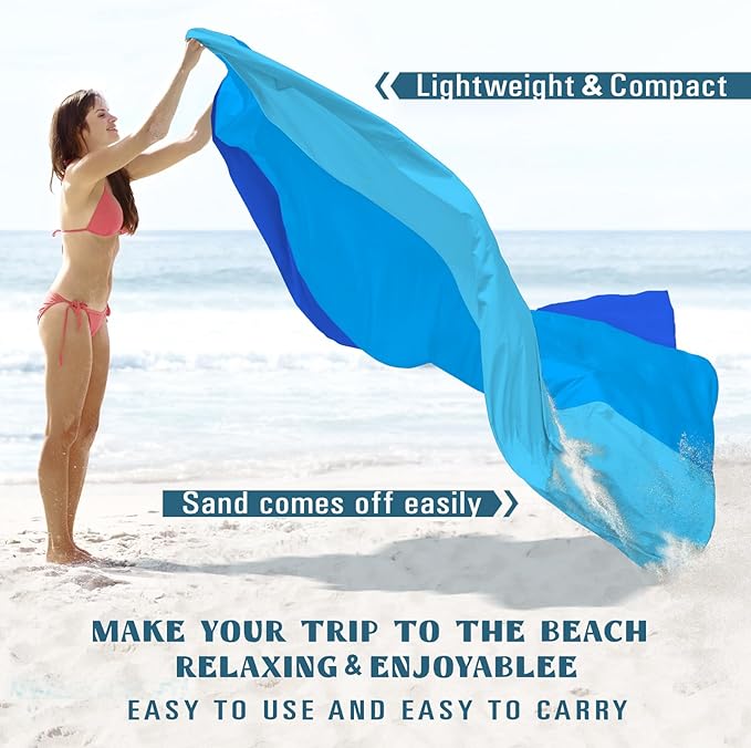 Beach Blanket Sandproof Waterproof 78''×81''1-5 Adults Oversized,Compact Lightweight Durable Beach Mat for Travel Camping Hiking Picnic Blanket