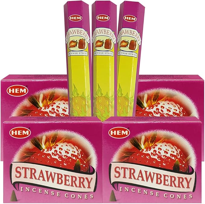 Strawberry Incense Sticks and Cone Incense Holder Variety Pack Bundle insence insense insienso