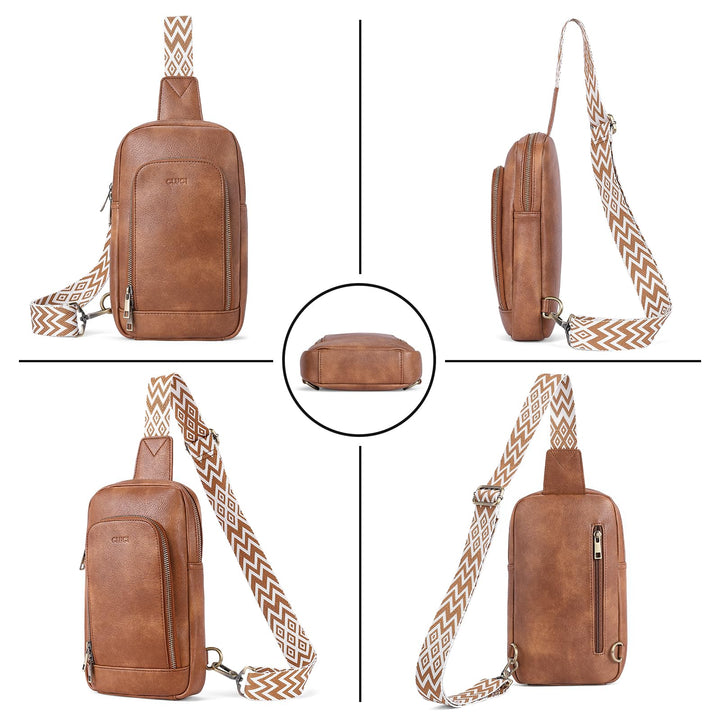 CLUCI Sling Bag for Women Leather Crossbody Bags for Women Cross Body Bag for Woman Large Crossbody Sling Backpack Crossbody Bag for Travel Hiking Brown
