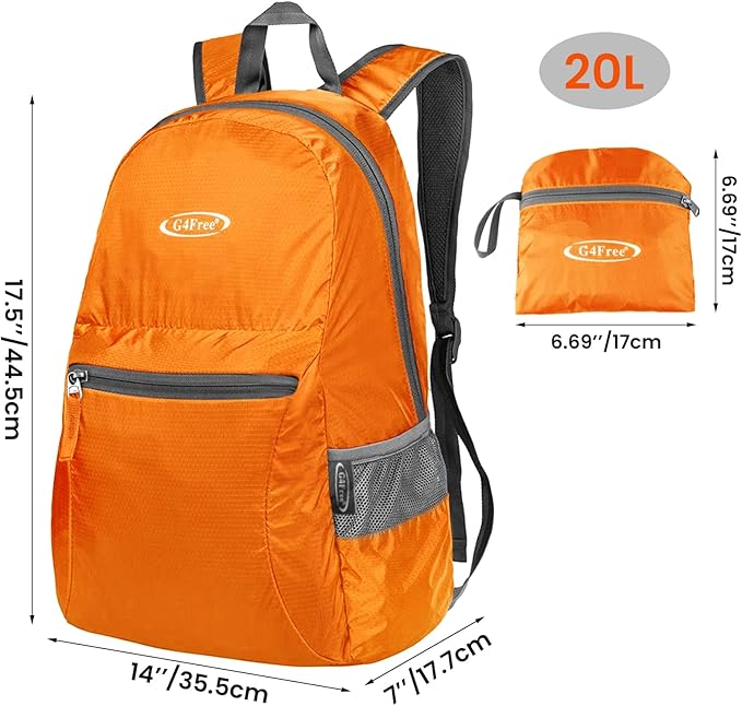G4Free 20L Lightweight Packable Backpack Travel Hiking Daypack Foldable Backpack for Men Women