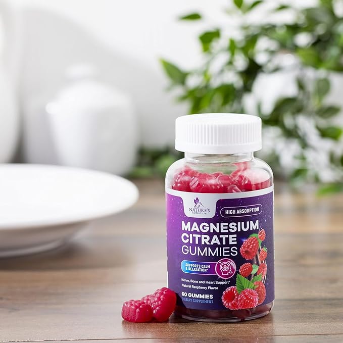 Magnesium Gummies Supplement - High Absorption Magnesium Citrate Supplement for Adults & Kids - Nature's Calm Magnesio Gummy Dietary Supplements for Bone, Muscle Health, Heart Support - 60 Gummies