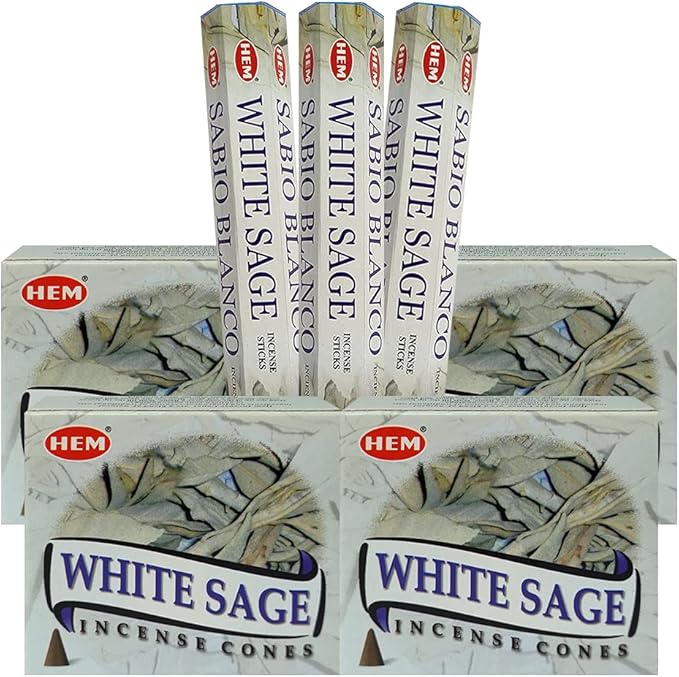 White Sage Incense Sticks and Cone Incense Holder Variety Pack Bundle insence insense insienso