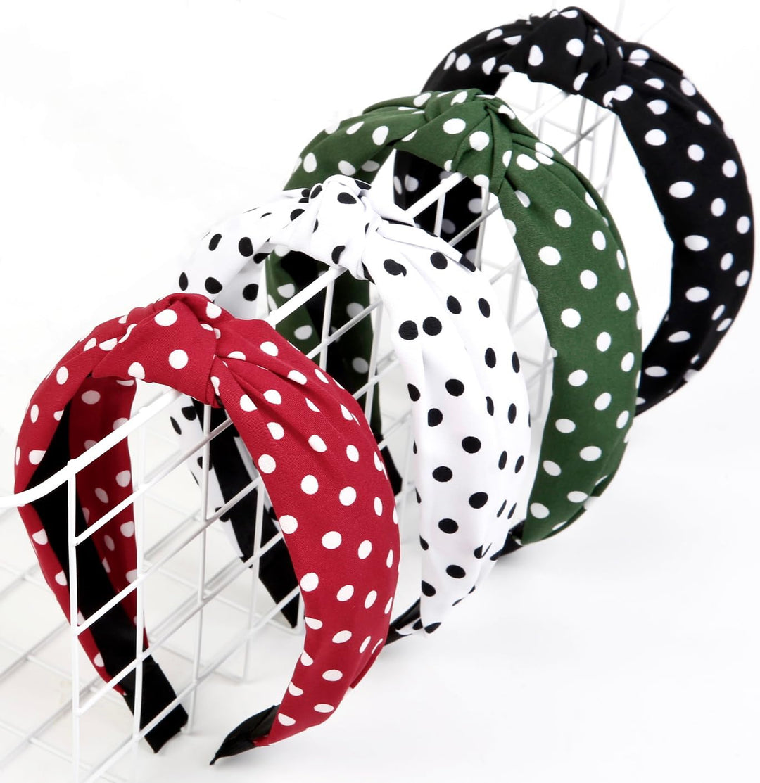 Christmas Polka Dot Headbands for Women Knotted Headbands for Girls Cute Top Knot Head Bands for Women's Hair Non Slip Fashion Hair Accessories for Women Girls
