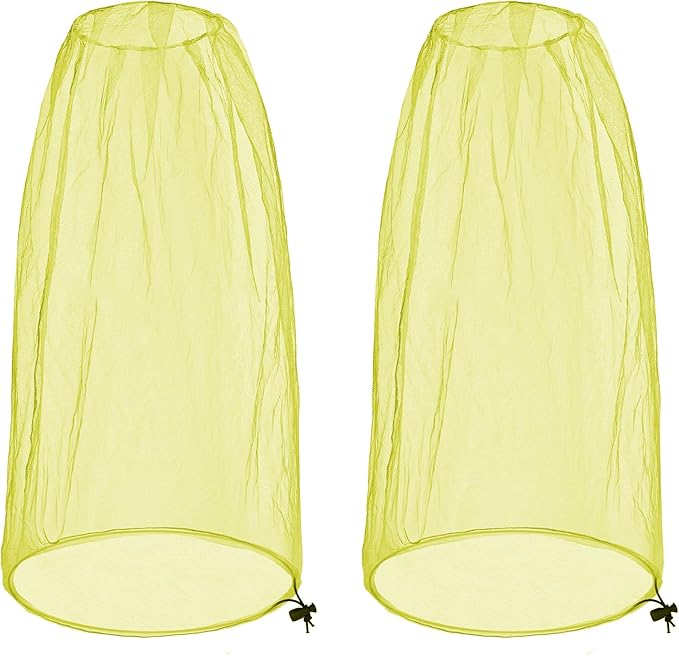 2 Pack Ultra Large Mosquito Net 42x25 Inches Mosquito Head Net Oversized Insect Netting Bug Fits Most Hats for Gardening Hiking Fishing Traveling(Yellow)