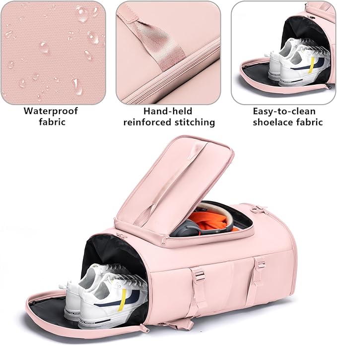 MIYCOO Gym Bag with Shoes Compartment and Wet Pocket - Sports Duffle for Men and Women, Travel Backpack Weekender Overnight Bag Pink