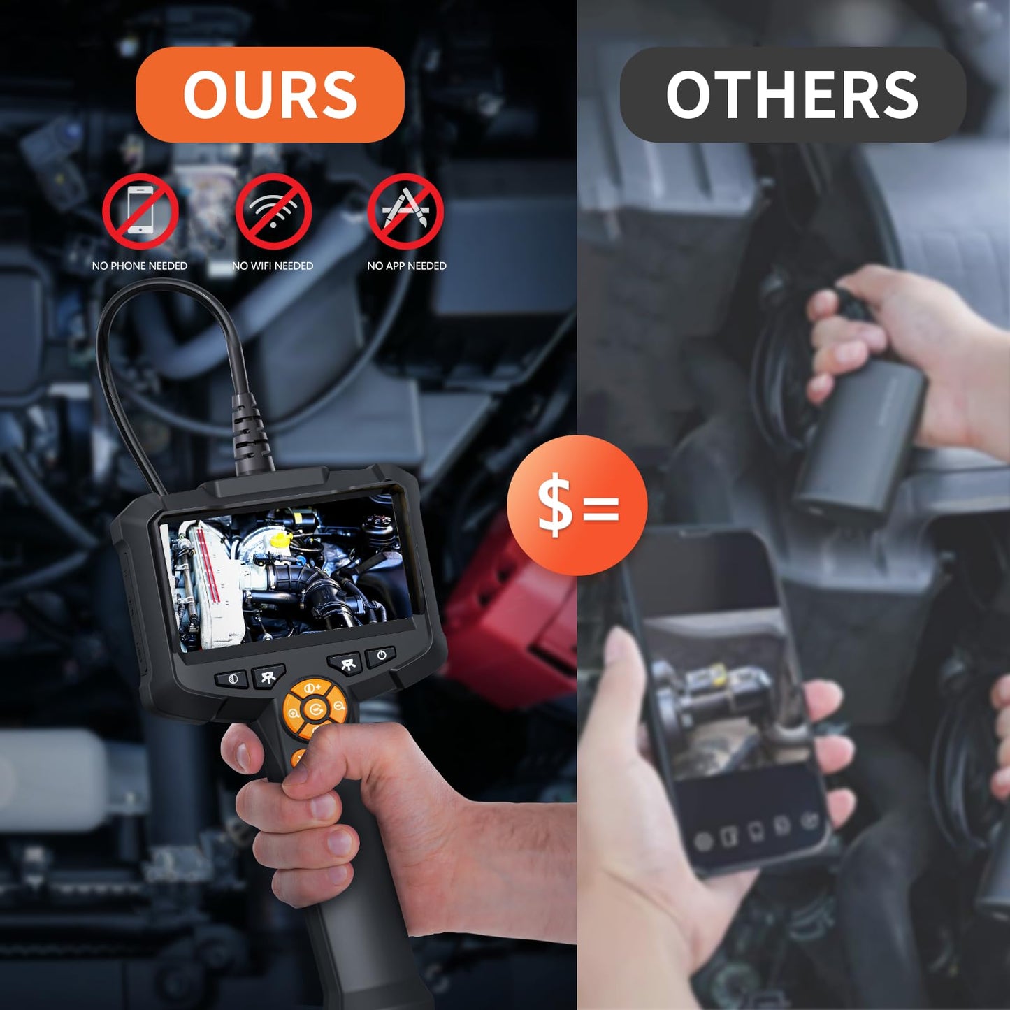 16.5ft Flexible Endoscope Camera, Gadgets for Men (4.3”)