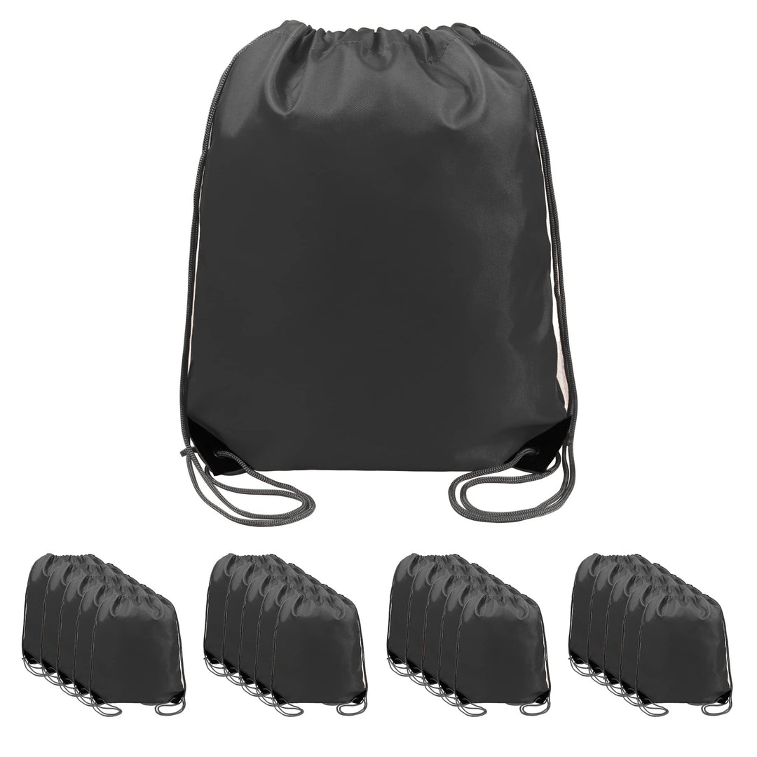 BeeGreen 20 pieces Wholesale Black Drawstring Backpack Bags Cinch Bags Bulk Heavy Duty String Backpack Machine Washable Lightweight Sackpack Outdoor Sport Bags for Men Women