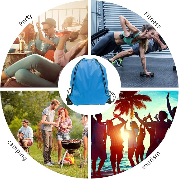 GoodtoU Drawstring Bags, Nylon Backpack for Sport, Traveling, Team (60Pcs, Sky Blue)