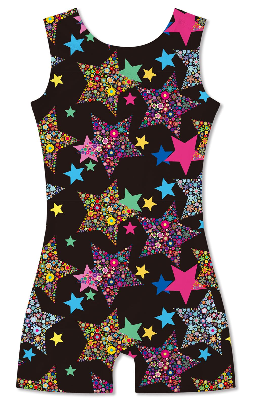 uideazone 7t 6t Retro Leotards for Girls Gymnastics Cool Sparkly Ballet Unitard Biketards Kids Quick Dry Retro Stars Printed Dance Stretchy Bodysuit