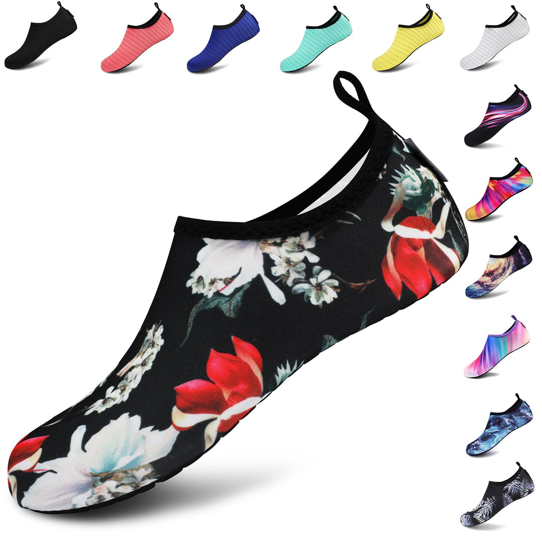 VIFUUR Water Sports Unisex Shoes Black Flower - 5.5-6.5 W US/ 4.5-5.5 M US (36-37)