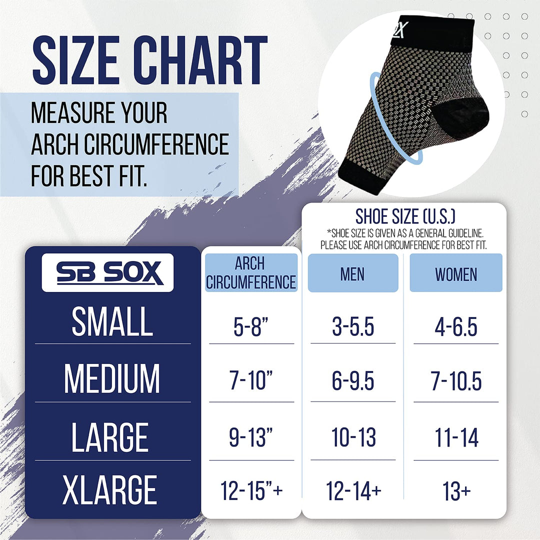 SB SOX Plantar Fasciitis Compression Socks for Women & Men - Best Arch Support for All Day Wear - Relief for Heel Pain and Night Splint Comfort (Navy, Small)