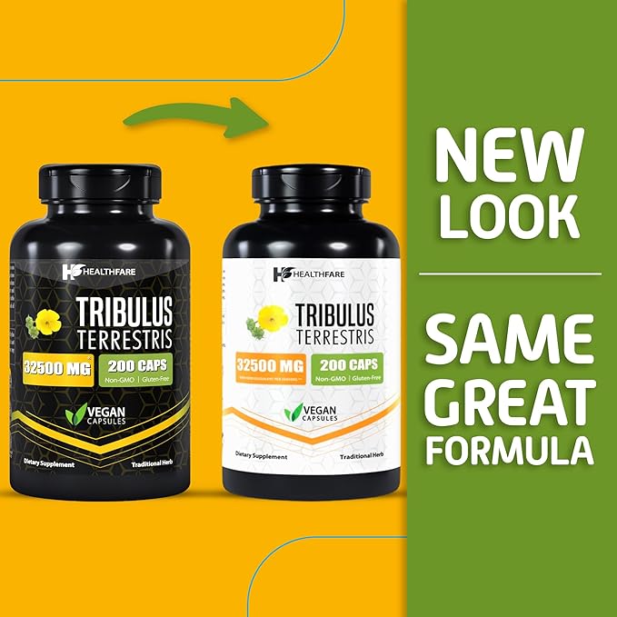 Tribulus Terrestris Extract 32,500mg | 200 Veg Capsules | Maximum Strength | Non-GMO | Gluten-Free