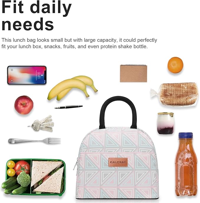 BALORAY Lunch Bag for Women Men Insulated Lunch Box for Adult Reusable Lunch Tote Bag for Work, Picnic or Travel (Triangle, M)
