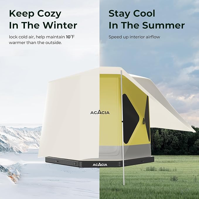 ACACIA Canopy 2-3 Person for Space Acacia Camping System, PU2000 Waterproof Camping Tarp for 4 Season Camping, UPF50+ Sunproof Tent Tarp with 2 Telescoping Poles, Carry Bag, Almond