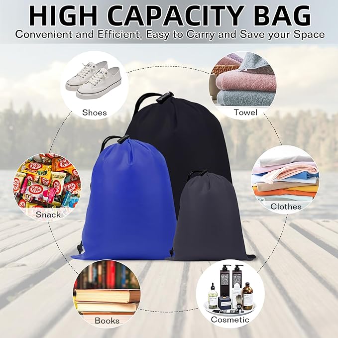 iMucci Upgrade Waterproof Drawstring Bag Sack Nylon Bag Ditty Bag for Gym Traveling, Hiking, Yoga, Shopping