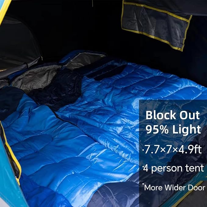 4 Person Blackout Camping Tent, Easy Setup Waterproof Family Dome Tent for Camping with Rainfly, Portable Double Layer Large Family Tent for Outdoor Camping&Hiking