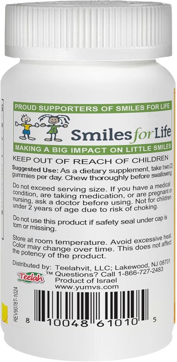 YUM-V's Vitamin C Chewable Jellies (Gummies) for Kids, Orange Flavor; Daily Dietary Supplement for Children, Kosher/Halal, Gluten-Free (60 Count)