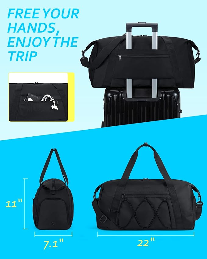 BAGSMART Gym Bag With Shoe Compartment & Wet Pocket, Lightweight Sports Travel Duffel Bag, Carry On Bag Weekender Overnight Bag, Water Resistant Sports Gym Tote Bags Swimming Yoga, Dark pink