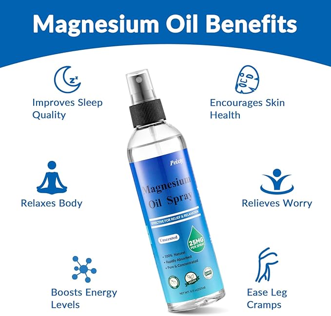 100% Pure Magnesium Oil Spray,8 fl oz,Less Itchy, Topical Magnesium Oil for Feet, Magnesium Chloride from Ancient Zechstein Seabed, Without Scented