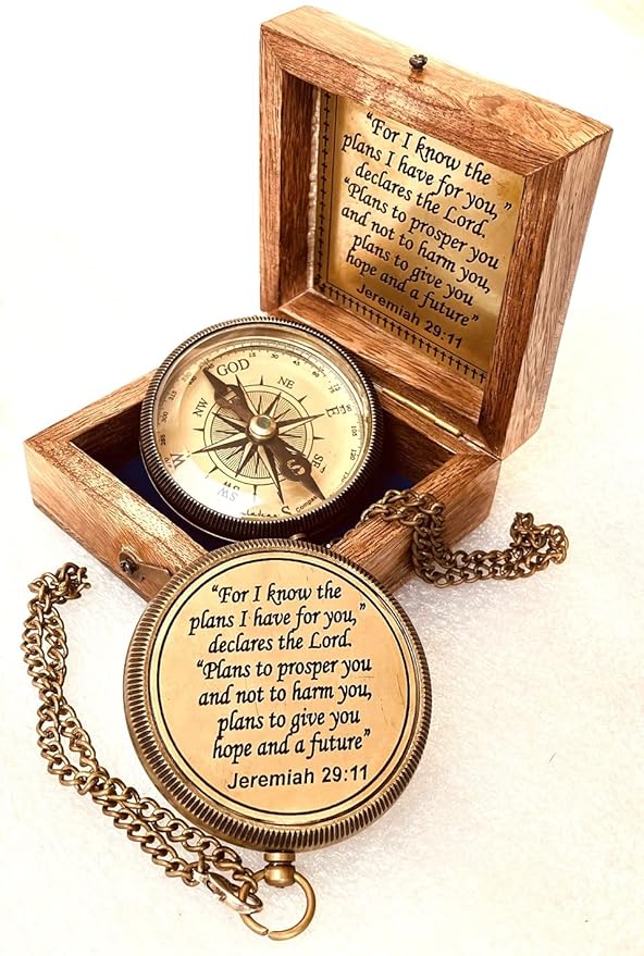 Religious Gifts for Men Engraved Compass for I Know The Plans -God, Camping Compass Christian Gifts Catholic Boys Girls Baptism Communion Inspirational Graduation Gifts