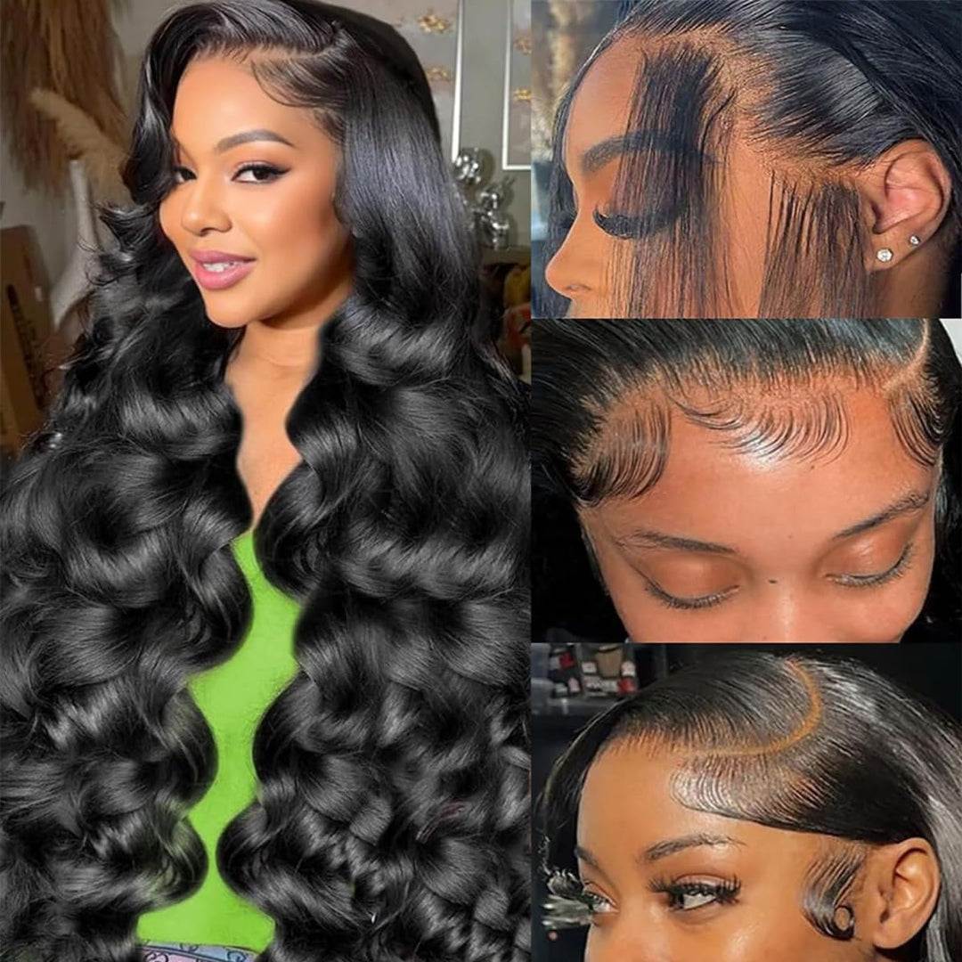 Smabuity 13X6 Body Wave Lace Front Wigs Human Hair Pre Plucked 30 Inch HD Lace Frontal Wigs Human Hair 180% Density Glueless Wig for Women