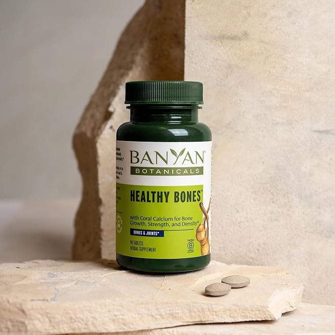 Banyan Botanicals Healthy Bones – Organic Bone Health Supplement with Ethical Coral Calcium – All Natural Calcium Supplement for Healthy Bones & Joints* – 90 Tablets – Non-GMO Sustainably Sourced