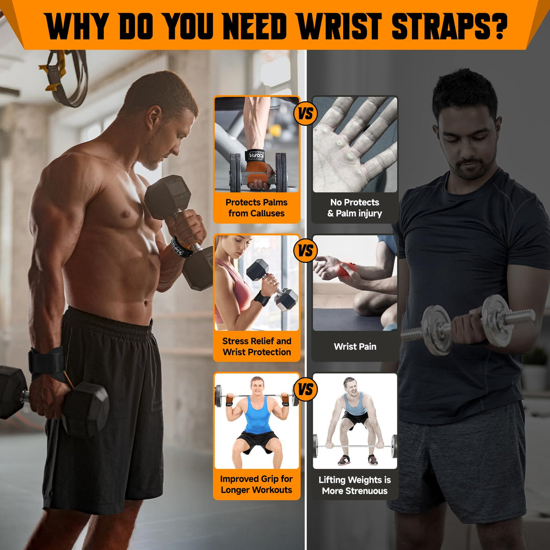 COFIT Wrist Straps for Weightlifting, Workout Wrist Wraps with Dual-Layer Oxford Leather, Enhanced Grip for Optimal Hand and Wrist Protection, Gym Lifting Straps for Deadlift and Powerlifting - Brown