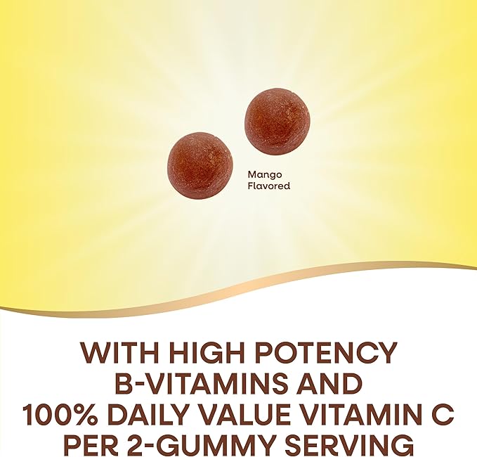 Nature's Way Alive! B-Complex Gummies, Cellular Energy Support*, 8 B-Vitamins, Vegetarian, Mango Flavored, 60 Gummies (Packaging May Vary)