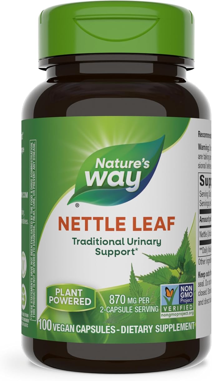 Nature's Way Nettle Leaf, Traditional Urinary Support*, 870 mg per 2-Capsule Serving, Non-GMO Project Verified, Vegan, 100 Capsules (Packaging May Vary)