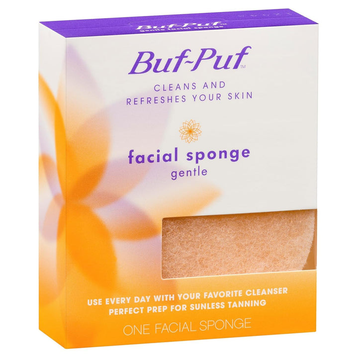Buf-Puf Gentle Facial Sponge, Dermatologist Developed, Removes Deep Down Dirt & Makeup That Causes Breakouts and Blackheads, Reusable, Exfoliating, 1 Count