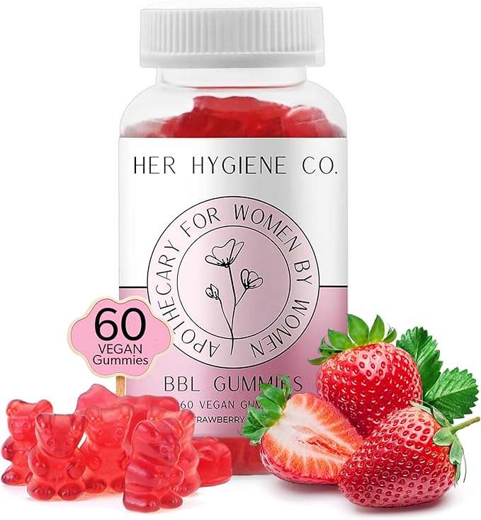 Big Booty Enhancer Gummies for Women, Glute Boost Multivitamin for Bigger, Firmer Curves & Workout Support, Butt Enhancing Gummy, Strawberry-Flavored Vegan 60 Gummies