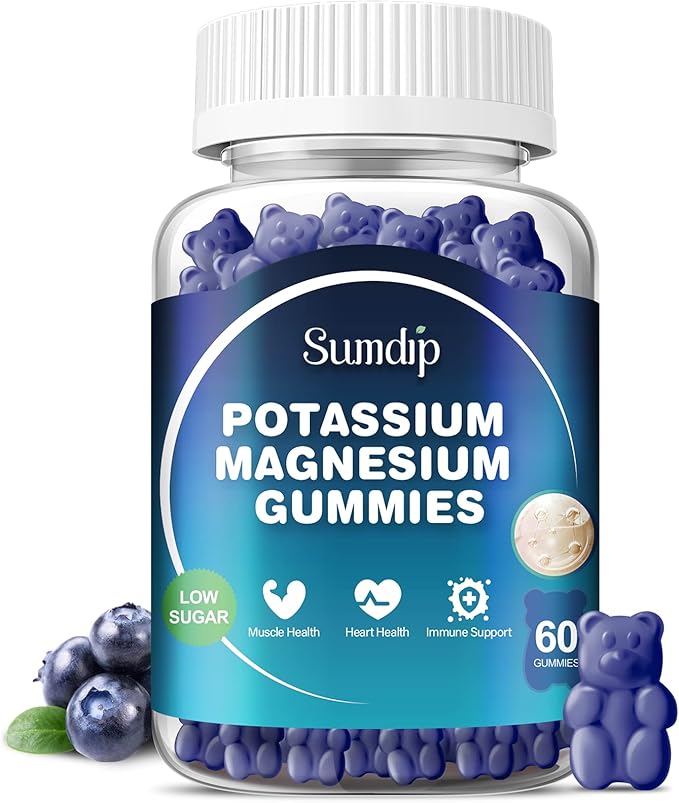 Potassium Magnesium Supplement Gummies High Absorption Potassium Citrate Magnesium Citrate, Support Leg Cramps for Men and Women 60 Gummies