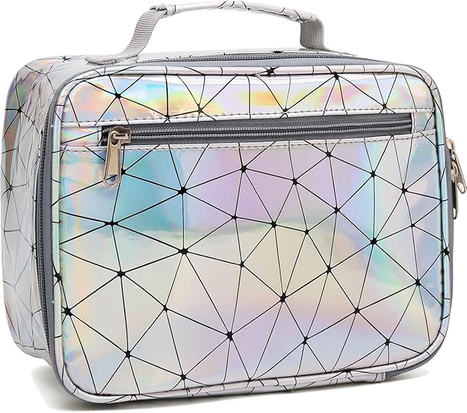 FlowFly Kids Lunch box Insulated Soft Bag Mini Cooler Back to School Thermal Meal Tote Kit for Girls, Boys, Lattice