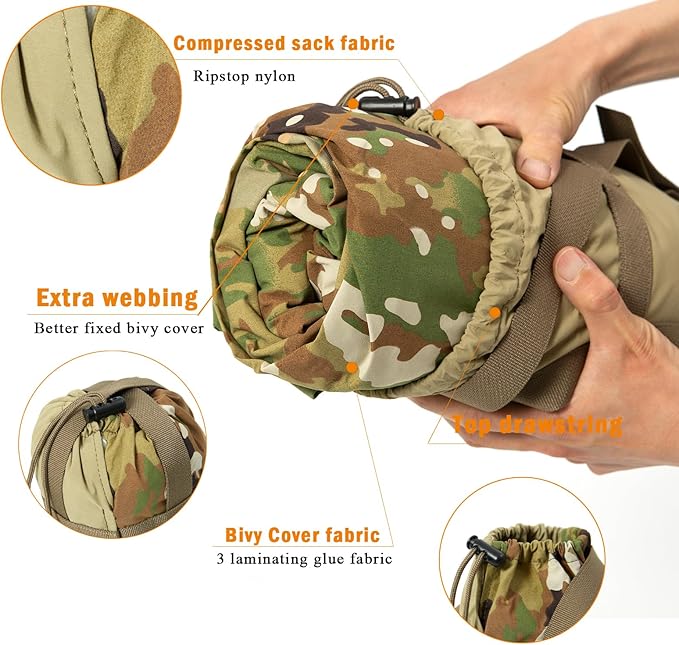 Bivy Cover Sack for Military Army Modular Sleeping System, Waterproof Outer Shell for Sleeping Bag, Minimalist Stealth Shelter