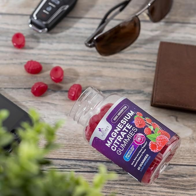 Magnesium Gummies Supplement - High Absorption Magnesium Citrate Supplement for Adults & Kids - Nature's Calm Magnesio Gummy Dietary Supplements for Bone, Muscle Health, Heart Support - 60 Gummies