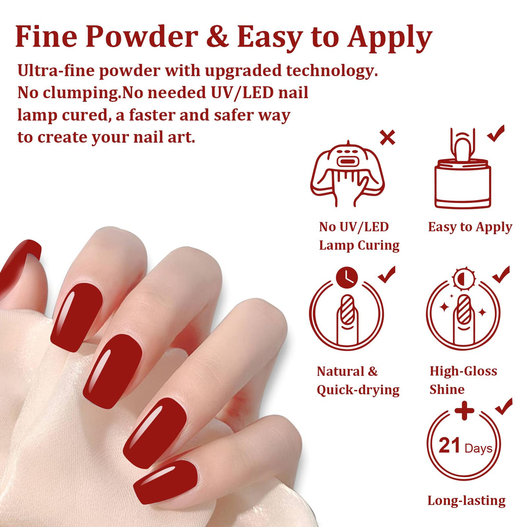 eodci 28g Dip Powder - Dark Red Color Nail Dipping Powder French Powder Pro Collection System Nail Art Starter Manicure Salon Home DIY for Girls Women Long-Lasting