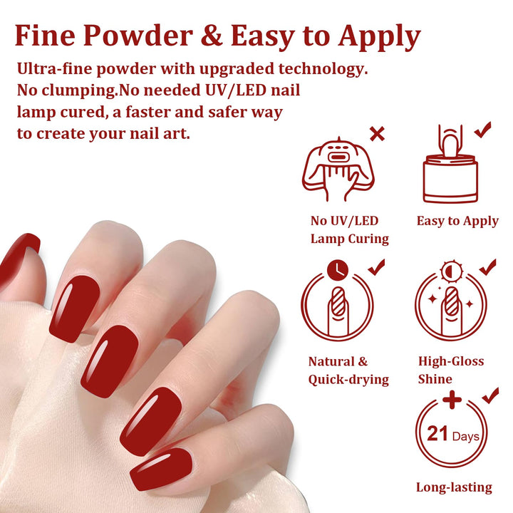 eodci 28g Dip Powder - Dark Red Color Nail Dipping Powder French Powder Pro Collection System Nail Art Starter Manicure Salon Home DIY for Girls Women Long-Lasting